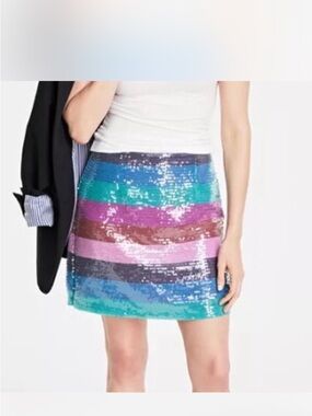 Boardwalk Stripe Multicolor Sequin Mini Skirt Size 2